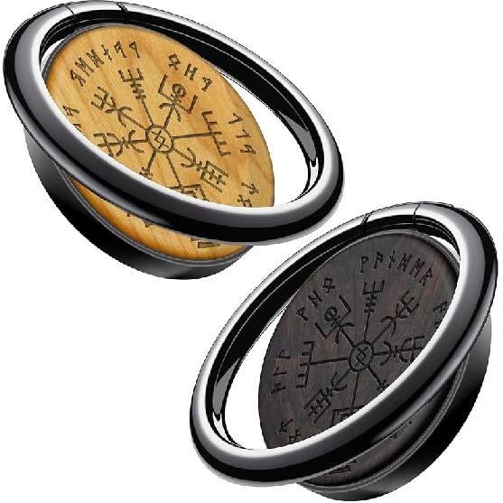 Carveit Wooden Cell Phone Ring Holder Finger Stand Metal Grip Hook Phone Kickstand Compatible with S24 Ultra S23 iPhone 16 Pro Max 13 14 15 Pixel