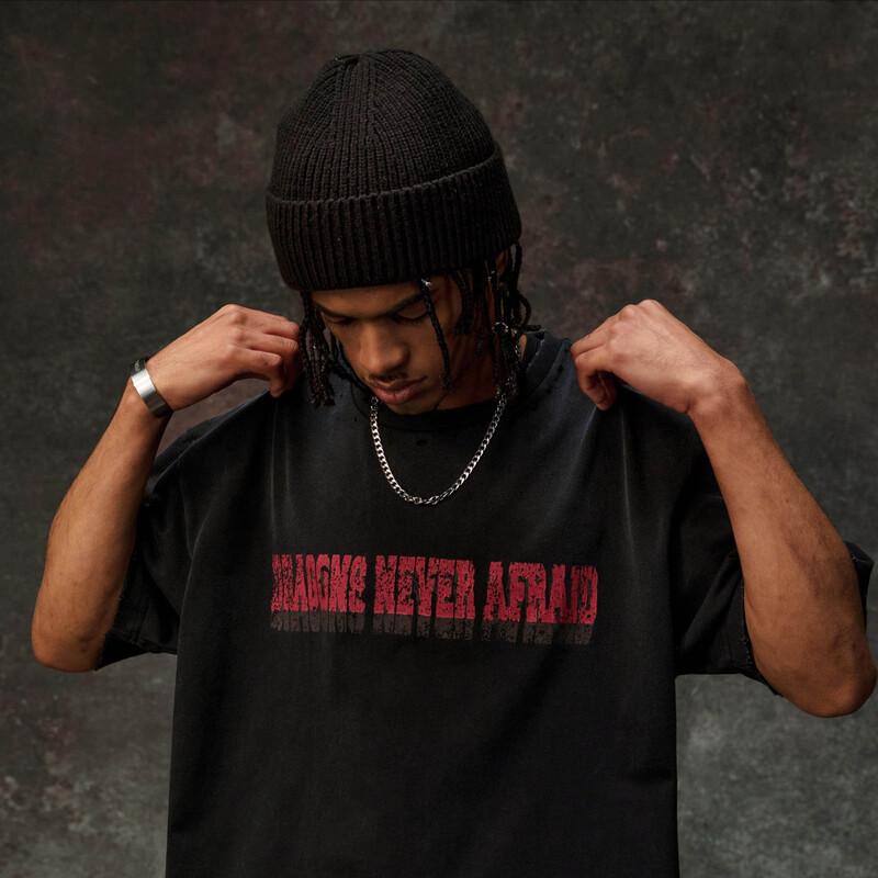 DRAGONS NEVER AFRAID Men s Washed Cotton Short Sleeve T-Shirt XS