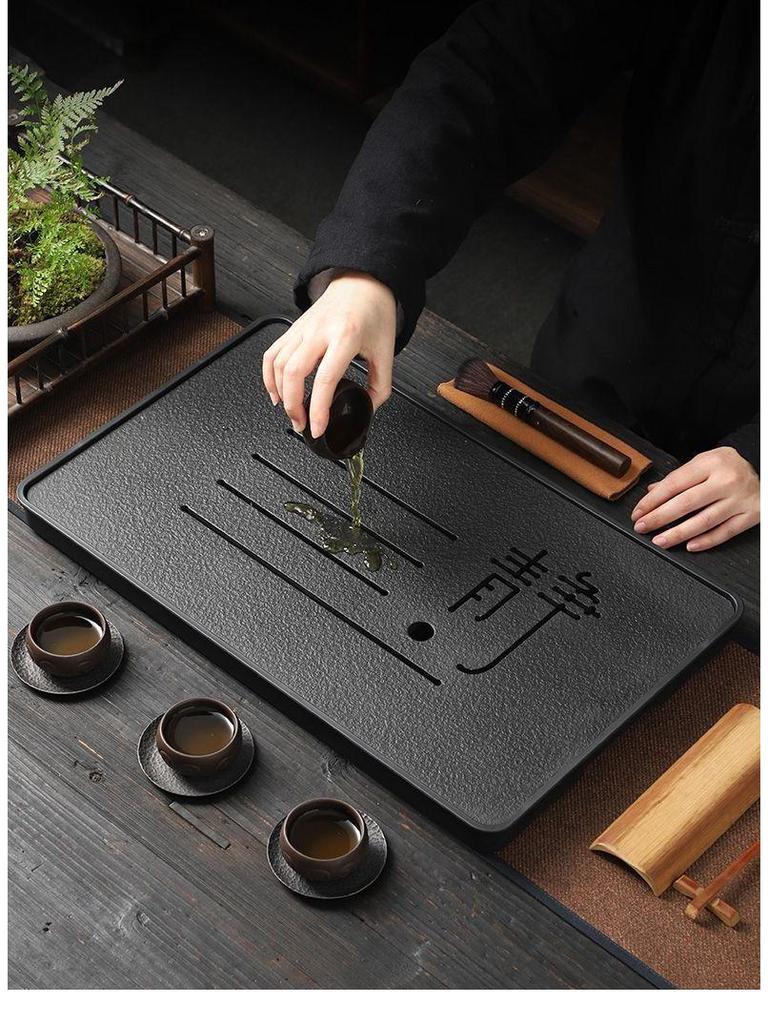 Minimalist Kung Fu Tea Tray with Water Storage - Imitation Wujin Stone