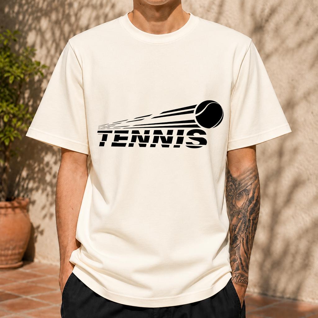 2026 New Pure Cotton Tshirt With Dynamic Tennis Letter Print Sporty Versatile Top Casual Short Sleeve