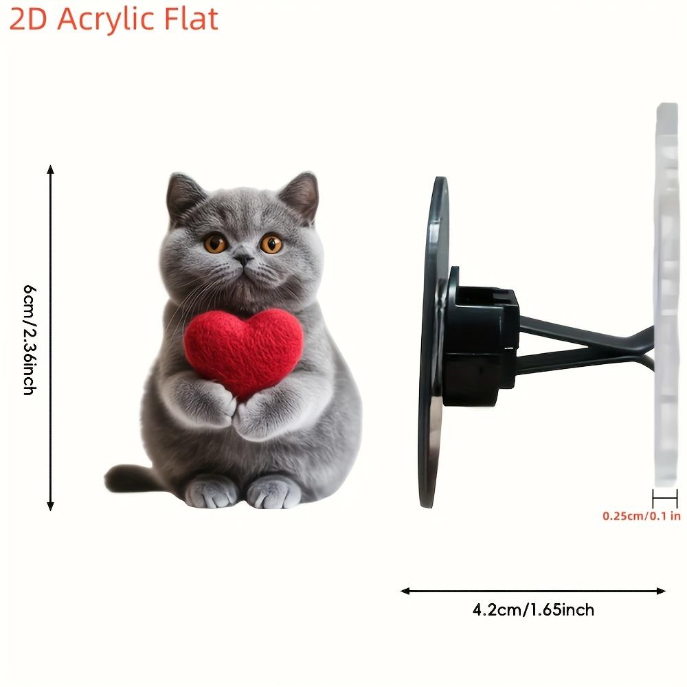 2D Acrylic Flat Cat Design Automobile Air Freshener Odorless Automobile Aromatherapy Diffuser, Decorative Car Interior Design Accessories