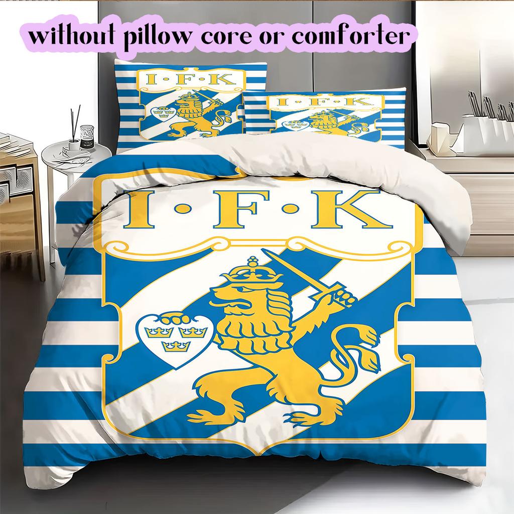 IFK Göteborg football Pattern Bedding,Quilt Set Quilt Cover Pillowcase Home Birthday Gift (1*duvet cover+2*pillowcase,without core)