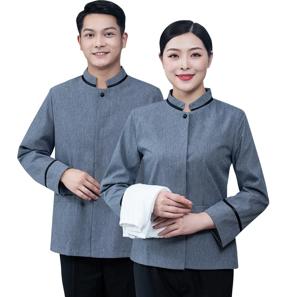 Housekeeping Uniforms Long Sleeved Neat Routing Comfortable Durability Straight Back Wear-resisting Waitress Clothing
