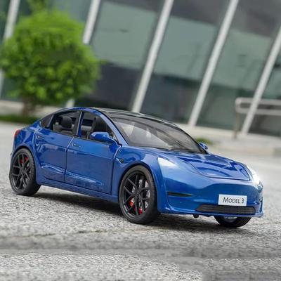Νέα προσομοίωση 1:Μοντέρνα στολίδια συλλογής δώρων 24 Tesla Model Car Toy Toy από χυτό μεταλλικό μοντέλο οχήματος με ήχο και φως