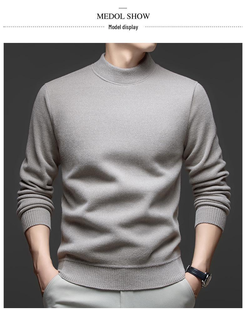 Men's Mink Fur Collar Sweater: Thick, Warm, Knitted Base Shirt for Autumn and Winter