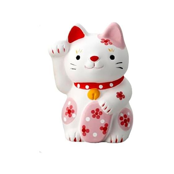 Craftsman House Lucky Cat/Flower Peach Cute x Good Luck Made in Japan