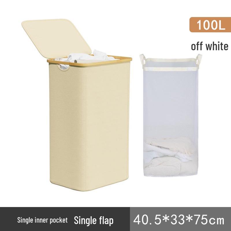Foldable Large-Capacity Laundry Hamper with Lid and Inner Bag