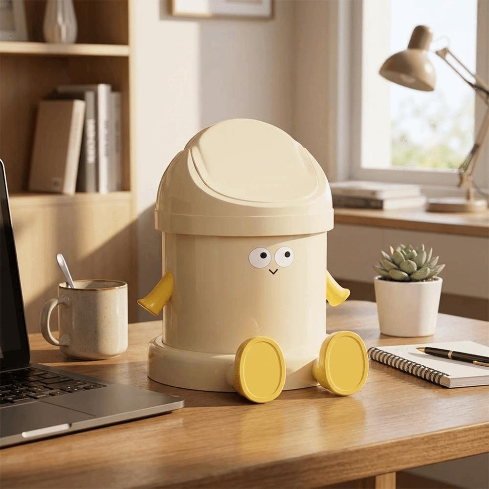 Round Garbage Bin with Lid Storage Bucket Creative Waste Bin  Bedroom