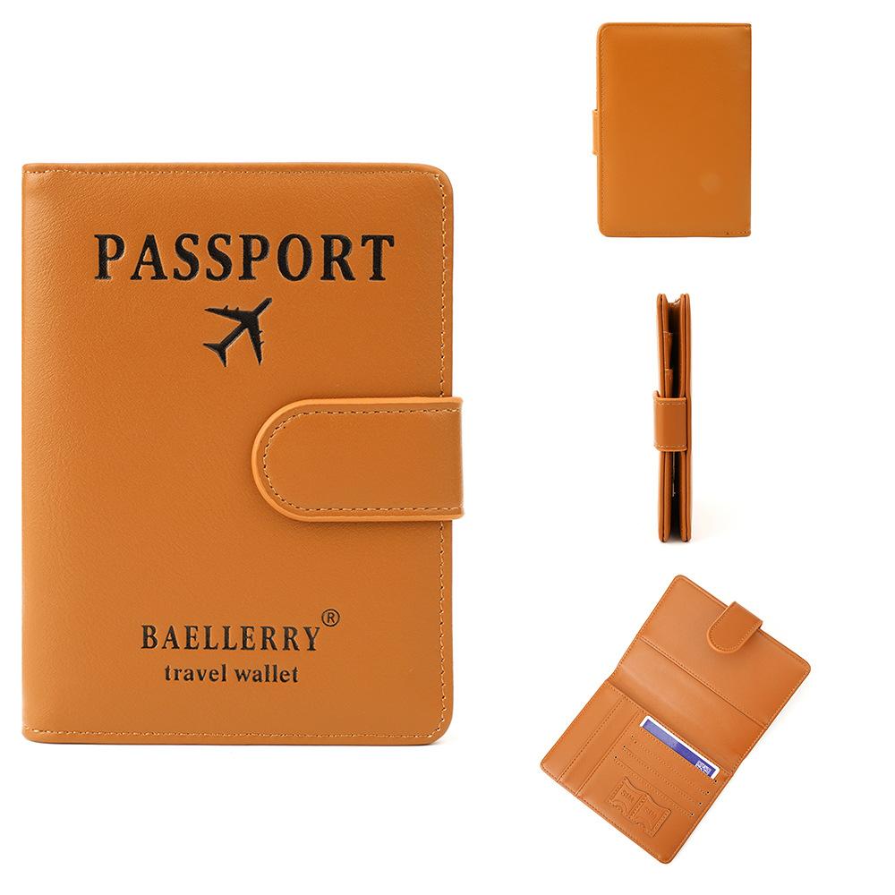 Baellerry Men and Women Pu Leather Short Purse RFID Card Holder Anti-magnetic Passport Holder Simple Snap Button Wallet