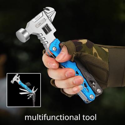 Outdoor Camping Multifunktions-Rundkopfhammer Edelstahl Klappklauenhammer Zange Notfallauto Kombination Integriertes Werkzeug Hammer