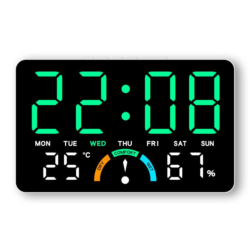GH9007 Multifunctional LED Clock: Wall & Table, Large Screen, Temp & Humidity Display, Bedside Alarm