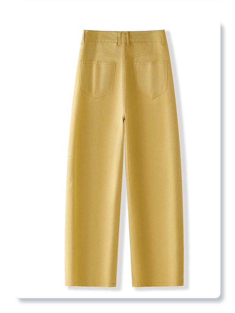 Women's Yellow Retro High-Waist Slimming Jeans, Spring 2025 Collection