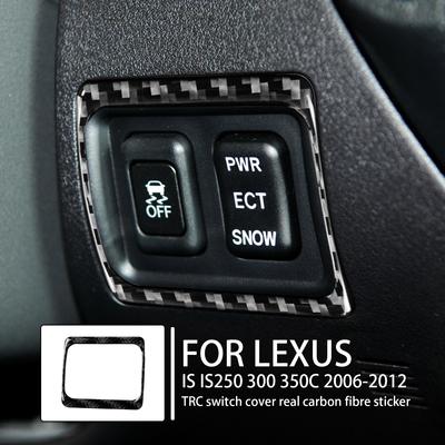 Pro Lexus IS IS250 300 350C 2006-2012 Kryt rámečku spínače TRC Skutečné uhlíkové vlákno Samolepka ozdobného interiéru Autopříslušenství
