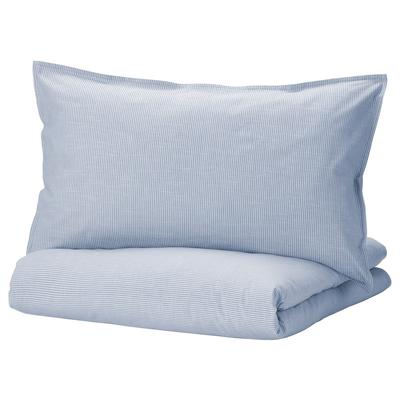 Duvet Cover and Pillowcase, BERGPALM Duvet Cover and Pillowcase Blue/Striped,