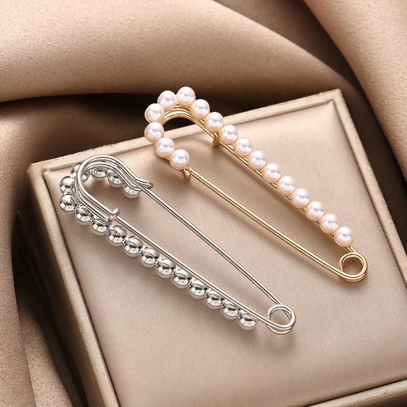 1Pc Jewelry Gift Exquisite Cardigan Clip Fashion Suit Pin Clothing Decoration Pearl Brooch Rhinestone
