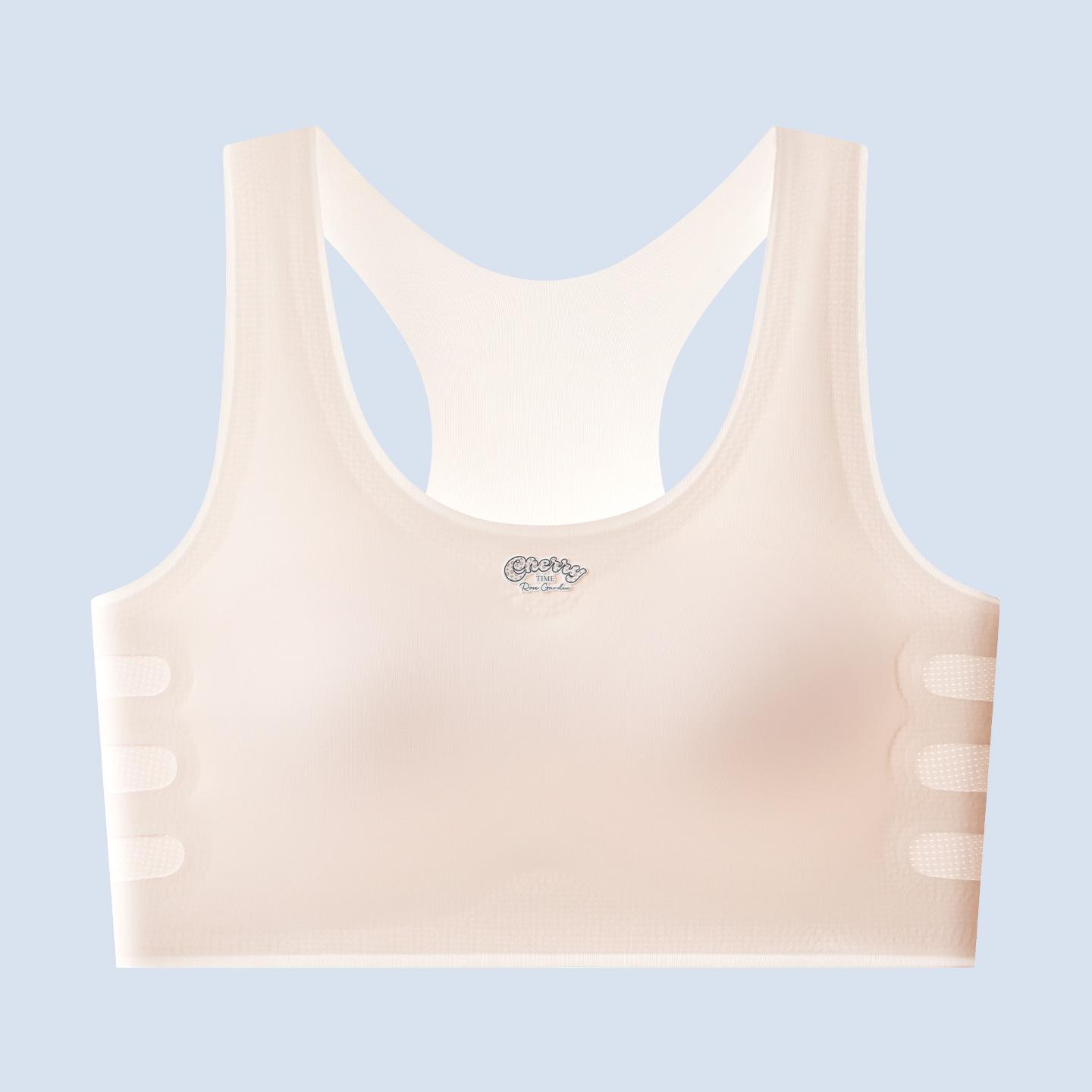 Girls Seamless Sports Vest: Breathable Ice Silk, Shock-Absorbing Underwear for Puberty Stage Two Students 2XL (125-140kg)