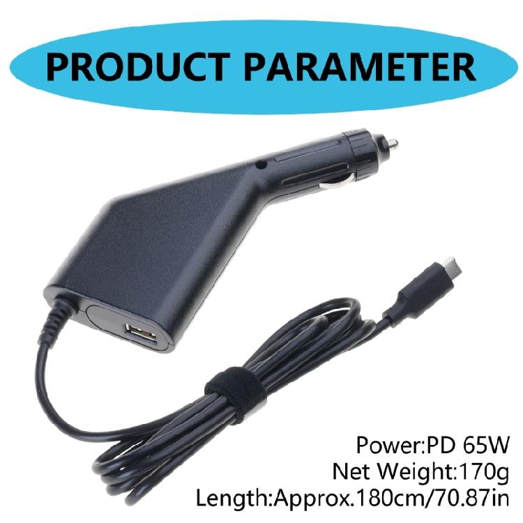 Portable Car Mount Charger 65W Type-C Power Adapter for Laptop USB Plug Charger