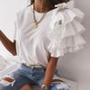 Summer Simple and Fashionable Ruffled Short-sleeved Round Neck Ladies T-shirt