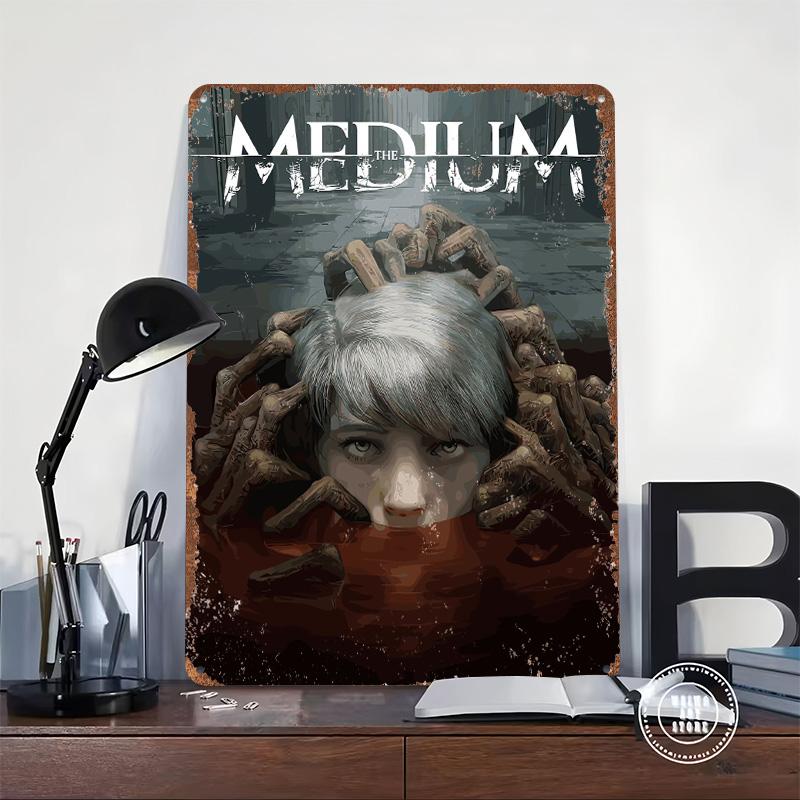 The Medium Game Cover Art Tinplate Poster Customized Wall Art Vintage Retro Metal Signs for Home Decor Living Room Wand Deko
