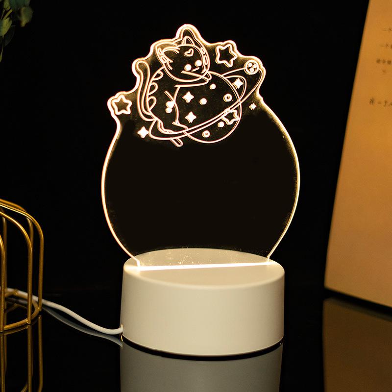 3D Acrylic LED Handwriting Tablet Night Light with Erasable Glow Message Board