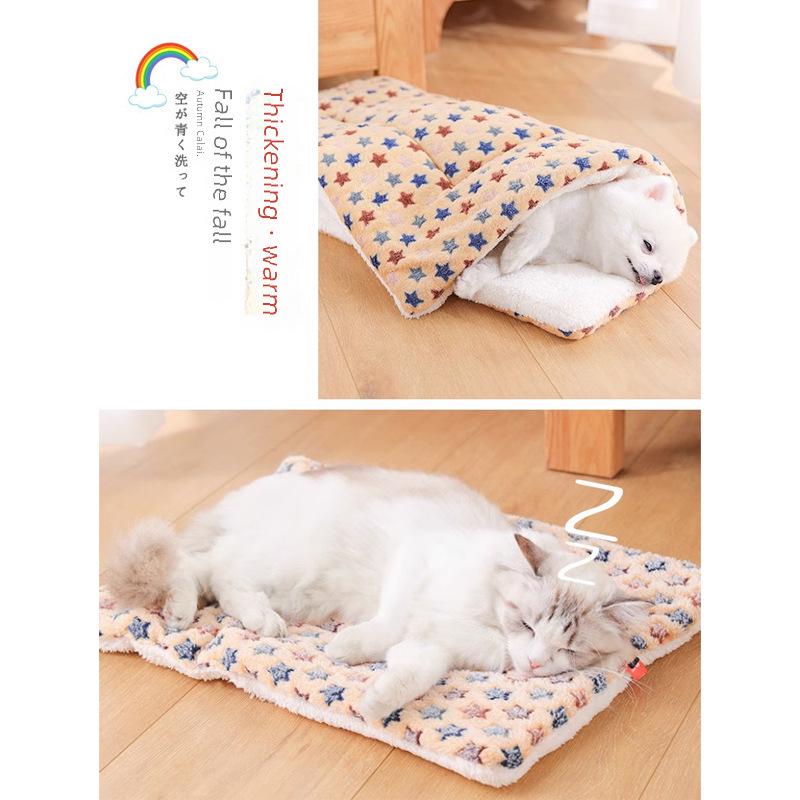 Four Seasons Universal Flannel Pet Blanket: Double-Sided Warm Plush Mat for Dogs & Cats