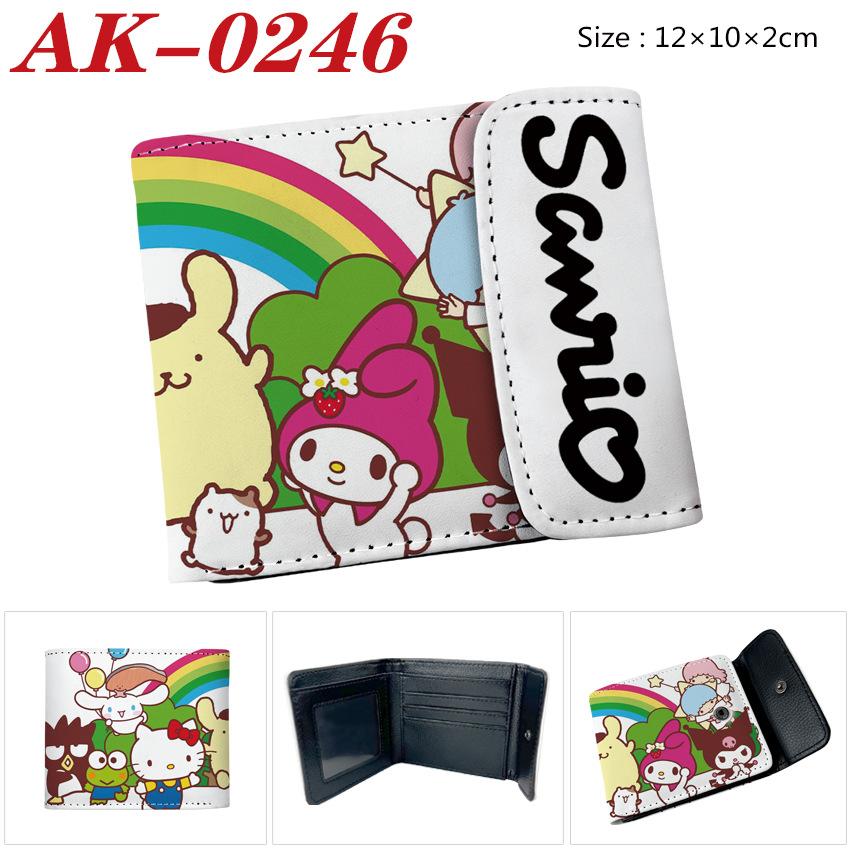 Sanrio Anime Wallet Cinnamoroll Kitty Melody Kuromi PU Leather Snap Closure