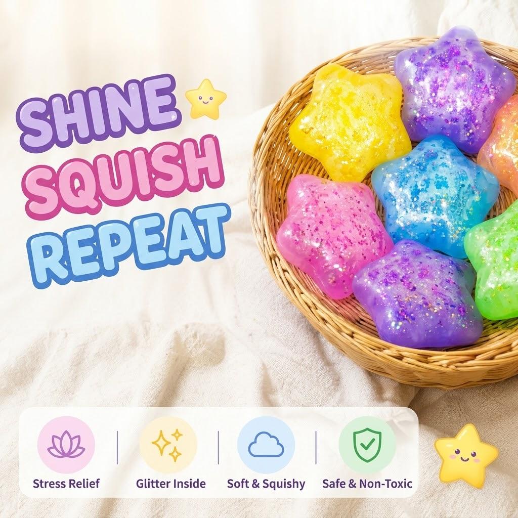 Aesthetic Star Squishy: Solid Maltose Stress Reliever, Shiny Desktop Ornament, Trendy Adult Hobby Sensory Toy, Gift, 2026
