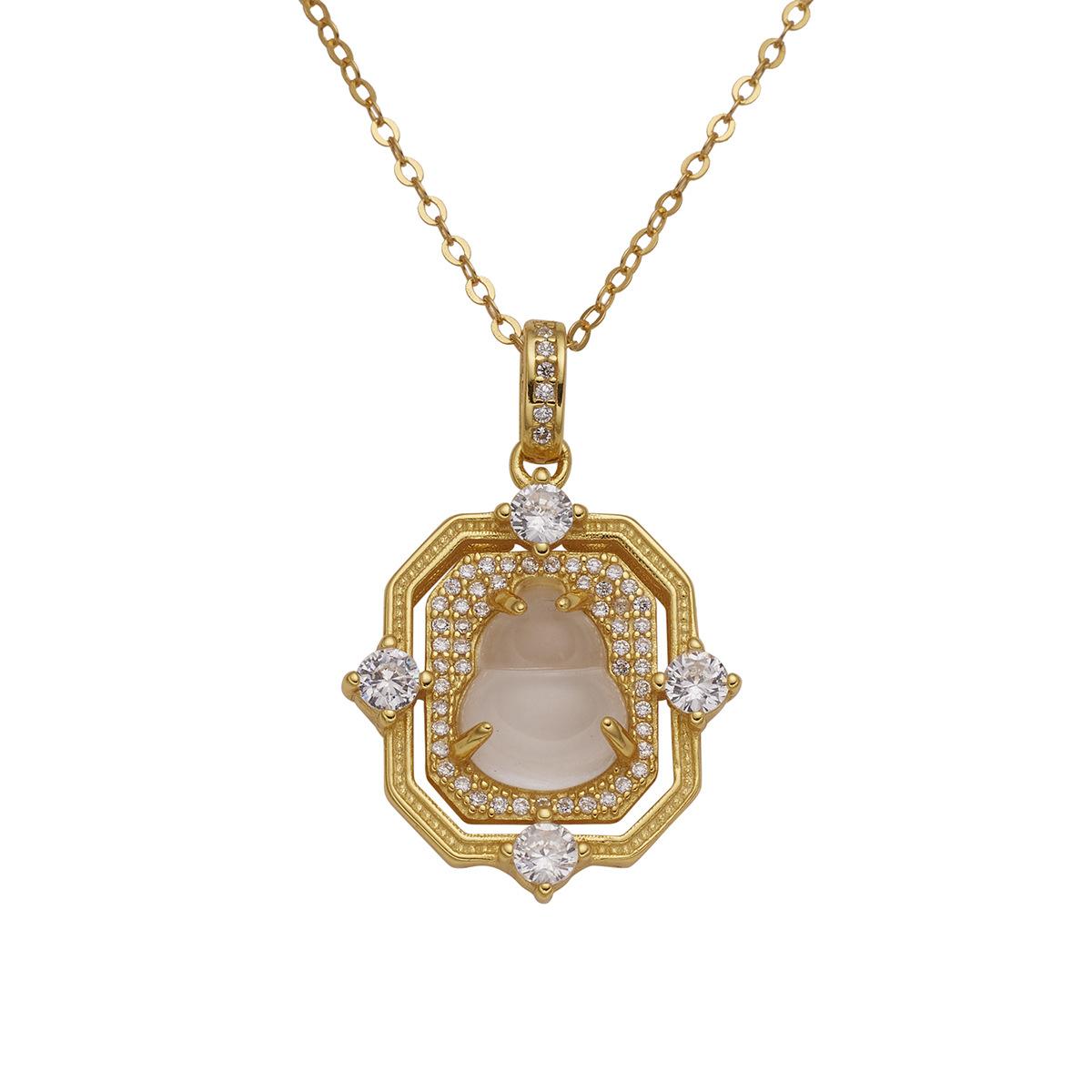 

S925 стерлінгового срібла, інкрустований кварцитом, намисто з нефритового гарбуза, жіночий брендовий кулон із повним діамантом і ключицею, прикраса для шиї 925 silver