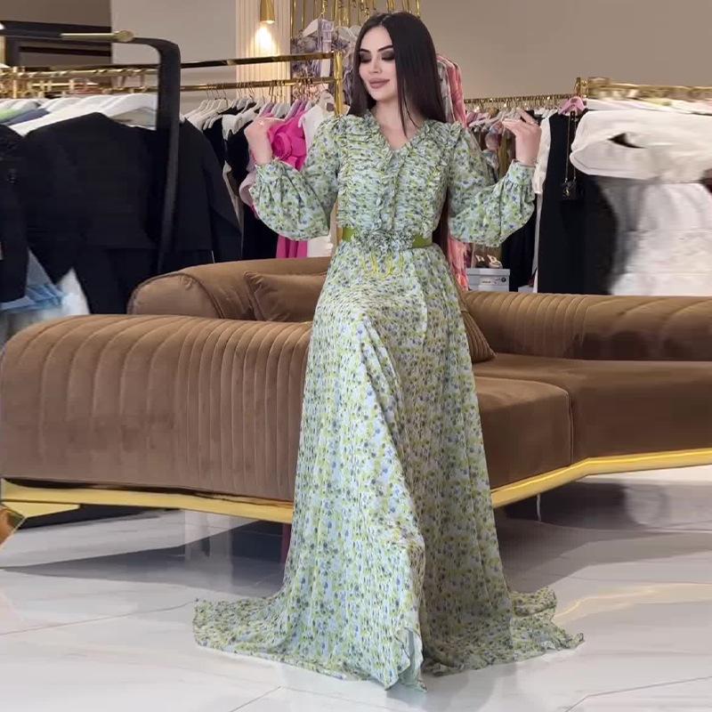 2024 Autumn Women's Elegant Long Sleeve Floral Casual Dress