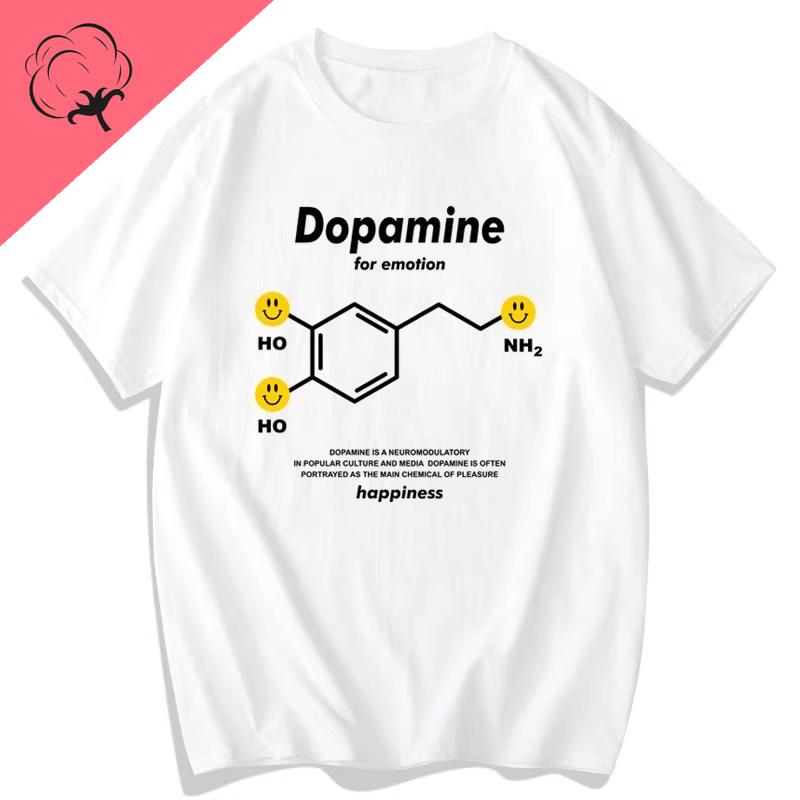 Dopamine Chemical Molecular Formula Short Sleeved TShirt Artistic Students Fun Scientific Clothing Unisex Unisex Plus Size Tee S