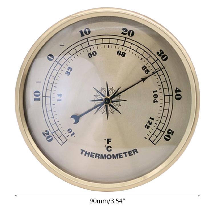 Gold Frame Gold Literal Diameter 90mm Thermometer for Home Office Decorations