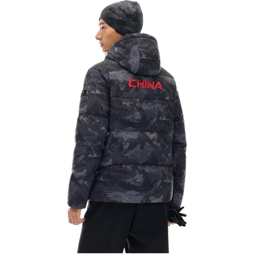 Anta Kyrie Series Mens Training Full Print Letter Zip-Up Hooded Down Jacket Men Outerwear 152547943N-5