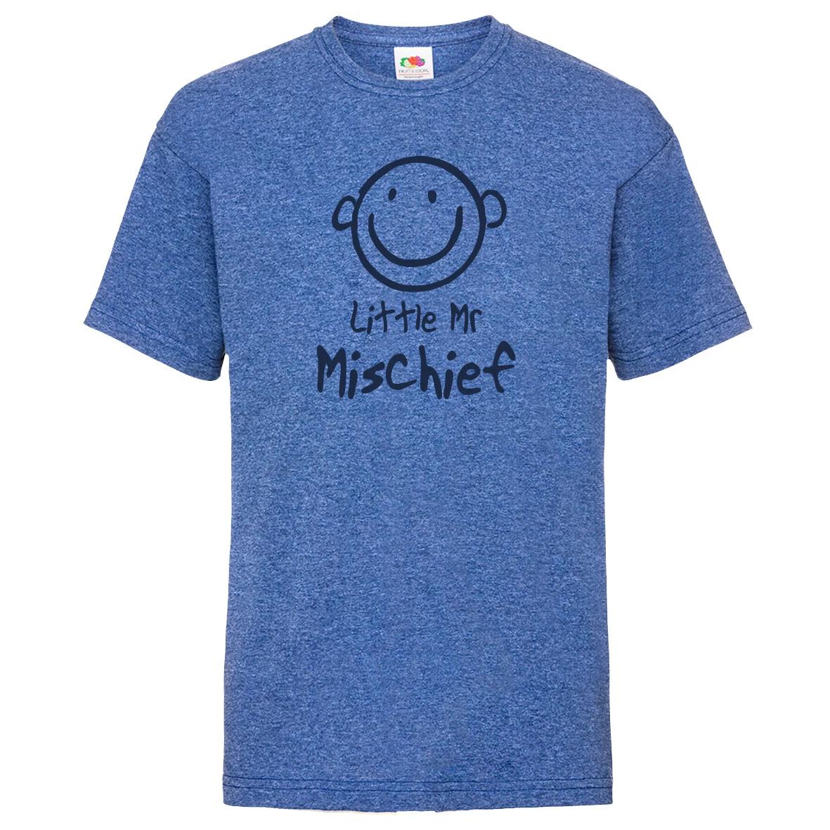 Little Mr Mischief Kids t-shirt Smile Face Lil Boy Birthday Gift S