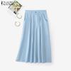 ZANZEA Womens Casual Solid Color Loose Midi Skirts