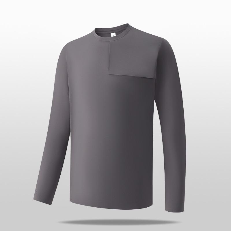 

Повседневная футболка с длинным рукавом, модная и универсальная толстовка с круглым вырезом для мужчин L серый