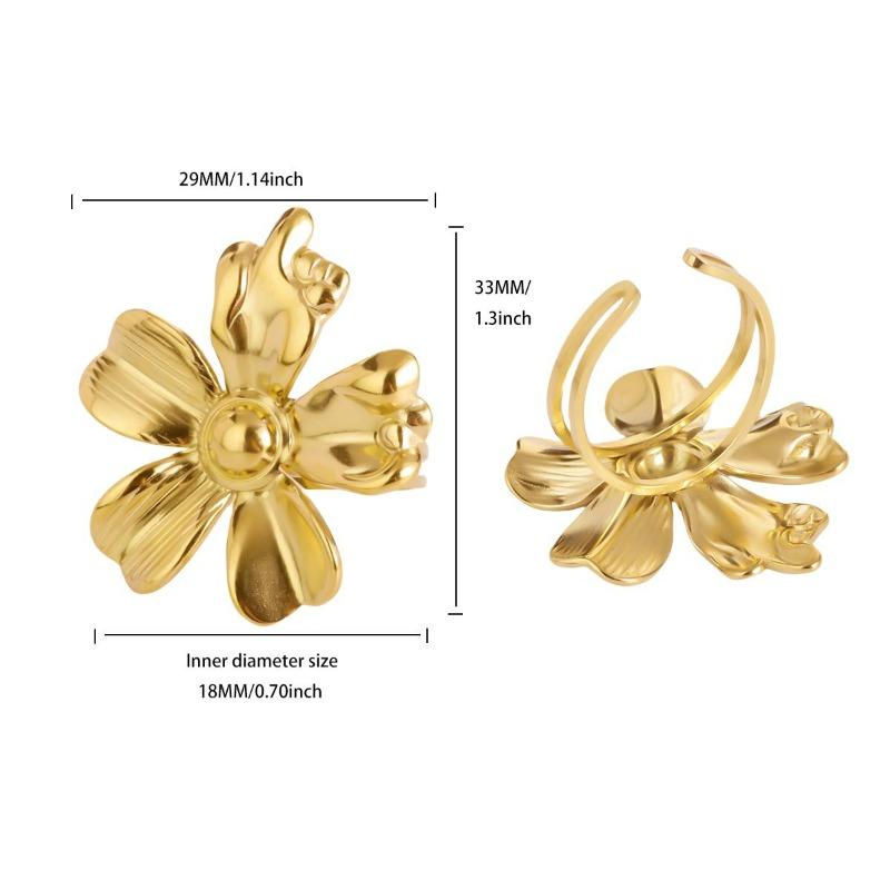 

Exaggerated Stainless Steel Ring Premium Hammer Starfish Sun Opal Adjustable Ring Titanium Steel Ring