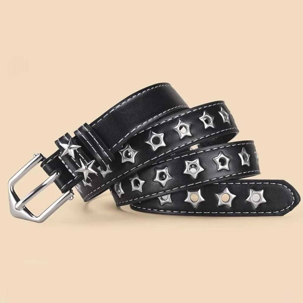 Hollow Star Design Eyelet Belt Eyelet Detail Pin Buckle Belt Classic Y2K Belt Trendy Streetwear