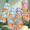 1PC Vintage Brown Rose Floral Print 750ml Color Plastic Sports Water Bottle Leakproof Flip Straw Lid Suitable for Sports Office Home Use