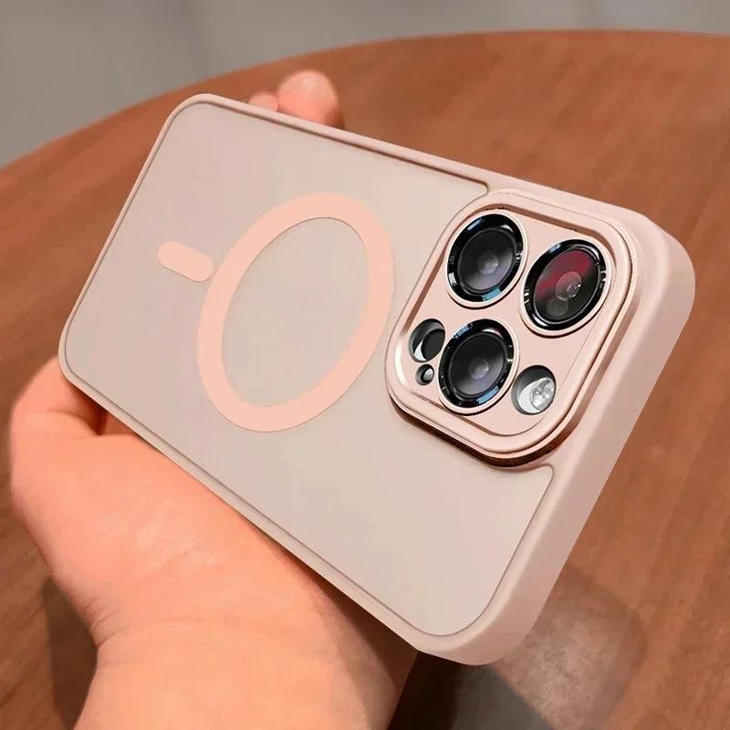 Original Case For iPhone 17 Air 16 15 14 13 12 11 Pro Max Plus For Magsafe Magnetic Wireless Charge Lens Protector Matte Cover
