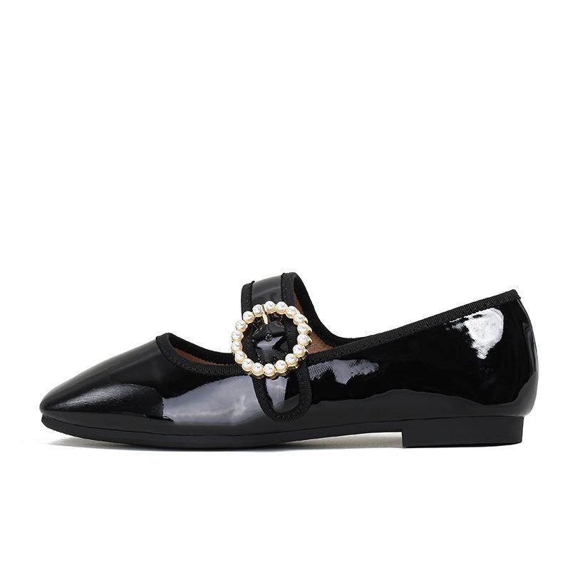 

N1-9 Весна и Осень 2025 Новые Универсальные Туфли-лодочки из лакированной кожи с квадратным носком и плоской подошвой, Большие размеры, Женская обувь 43