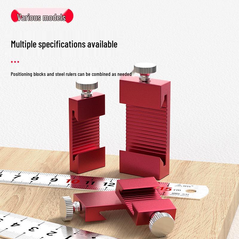 Steel Ruler Positioning Block – Aluminum Alloy Scribing Limiter for Woodworking and Marking.