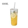 Large Capacity Straw Cup Transparent Cold Drink Cup Creative Glass Cup  Juice Beer