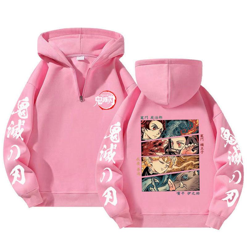 Demon Slayer Harajuku Anime Hoodies Men Kawaii Manga Graphic Zipper Coats Kimetsu No Yaiba Cartoon Printed Streetwear Sweatshirts Unisex Pullover Tops