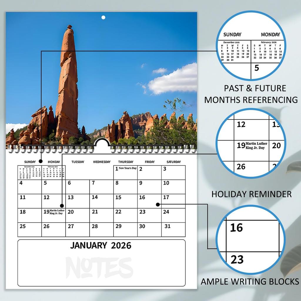 2026 Nature's D*ck Pics Calendar – Funny Gag Gift for Adults, White Elephant, and Dirty Santa Gift Idea, 12-Month Wall Calendar with Fun Rock