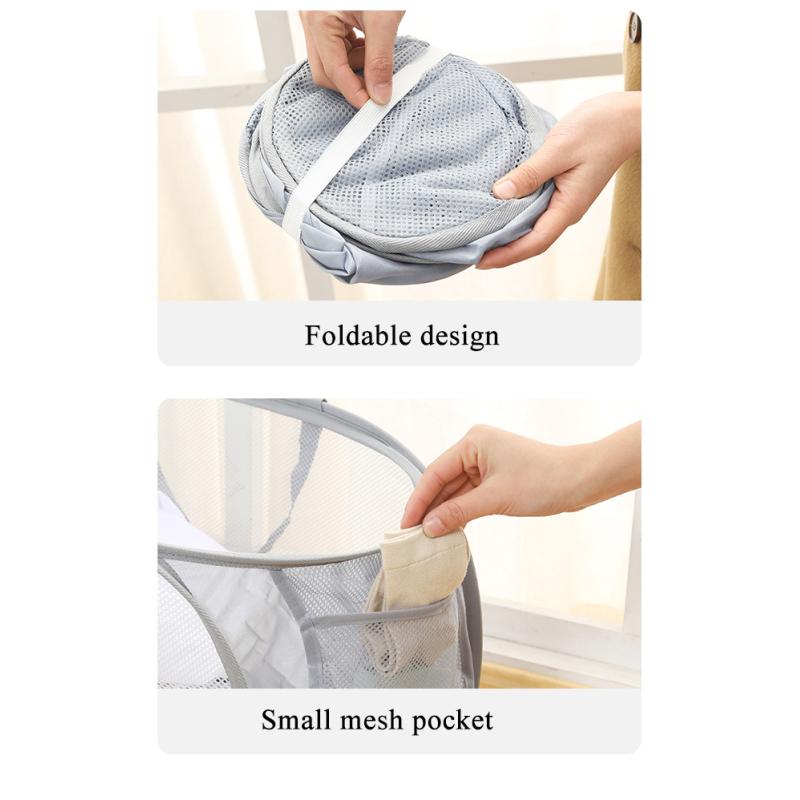 Laundry Basket Folding Dirty Clothes Hamper Clothing Baby Toy Large Capacity Storage Basket Nylon Mesh Washing Clothing Organize