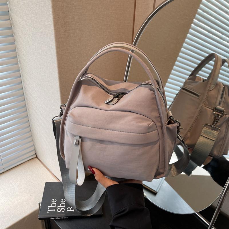 Trendy Solid Color Nylon Crossbody Bag Zippered Pockets Casual City Bags Travel