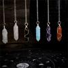 Winding Wire Stone Pendant Necklace Pointed Healing Crystals Necklace Jewelry