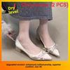 Butterfly Knot Flat Shoes For Women Spring Pu Slipon Low Heel Pointed Toe