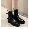 Seconds Hair~ Grape Mother Internet Celebrity Explosion One-word Buckle with Thick Bottom Washed Shrink Pattern Horse Skin Thin Short Boots Women