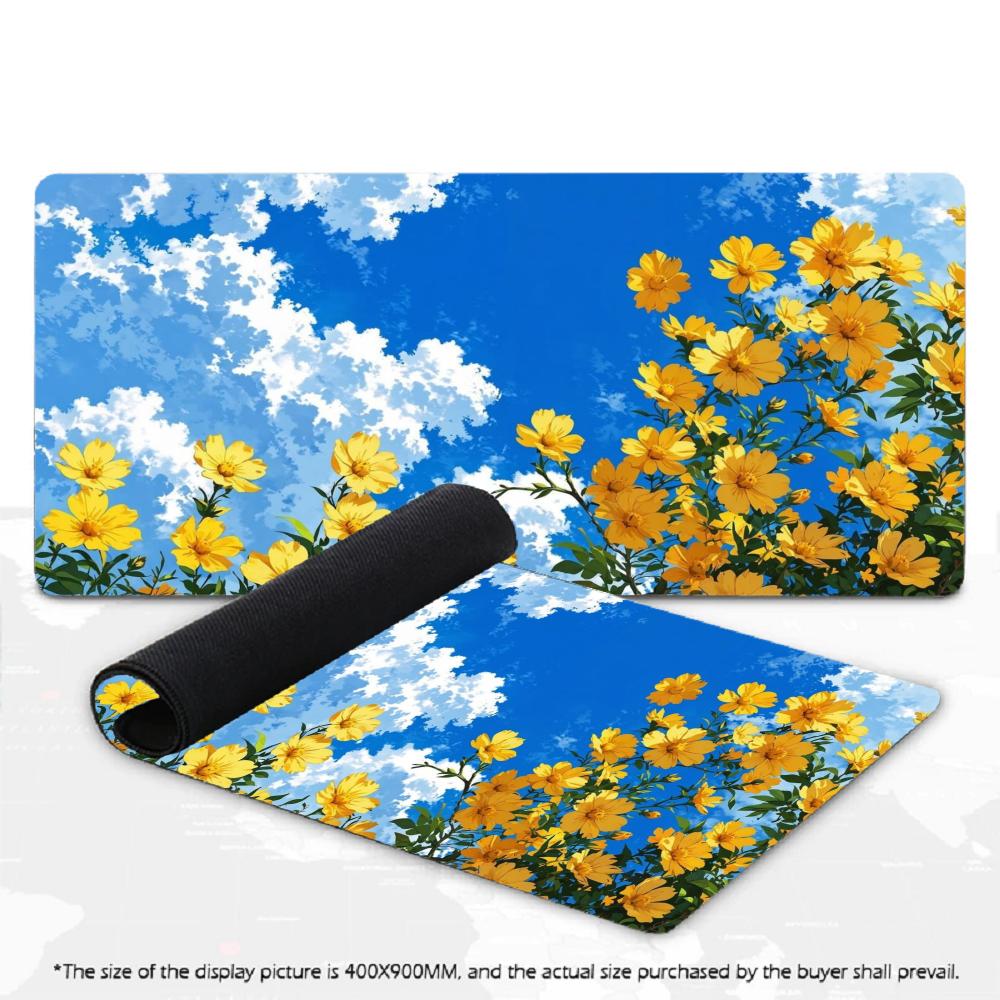 XXL Anime Sunflower Field Mousepad Blue Sky Cloud Scenery Deskmat Non-Slip Rubber Gaming PC Keyboard Desk Mats Large Mouse Mats